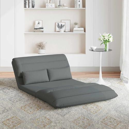 Gepolsterter Bodenstuhl in Dunkelgrau mit Stoffbezug, 110 x 82 x 55 cm, verstellbar und klappbar, mit Rückenlehne für Yoga, Lesen, Büro und Gaming