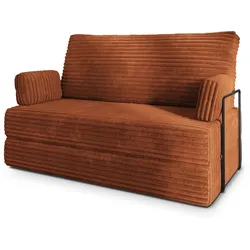 BETTSOFA LADIA aus Schaumstoff Cordstoff Braun Schlaffunktion