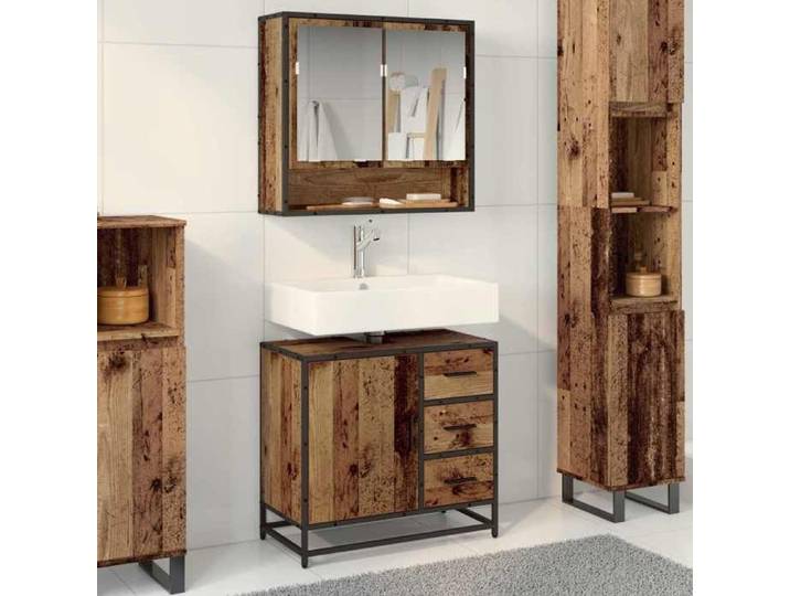 Marron - Ensembles de meuble - Ensemble de mobilier de salle de bain 2 pc Bois Ancien 7730