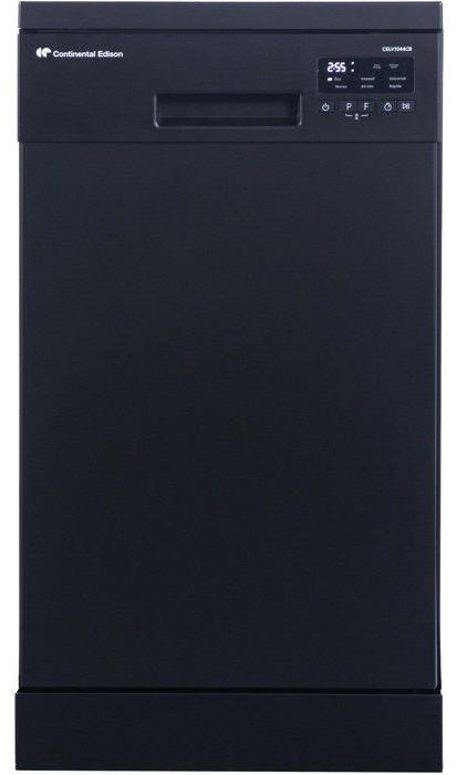 Freistehender Geschirrspüler Continental Edison CELV1044CB, 10 Maßgedecke, schmale Ausführung (45 cm), Induktionsmotor, 44 dB, Schwarz