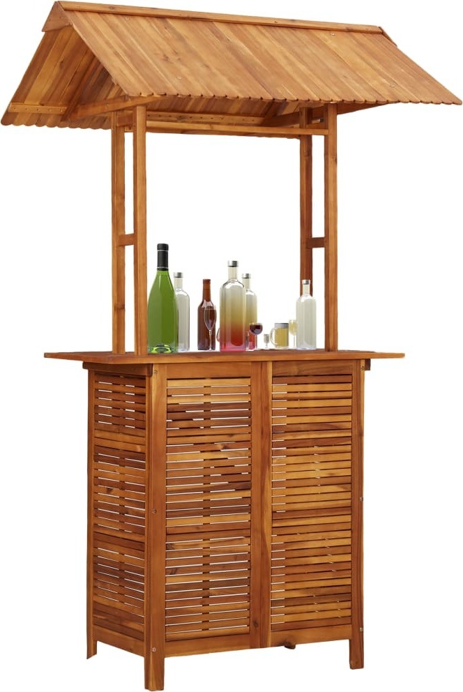 Outdoor-Bartisch mit Dach 113x106x217 cm Akazie Massivholz