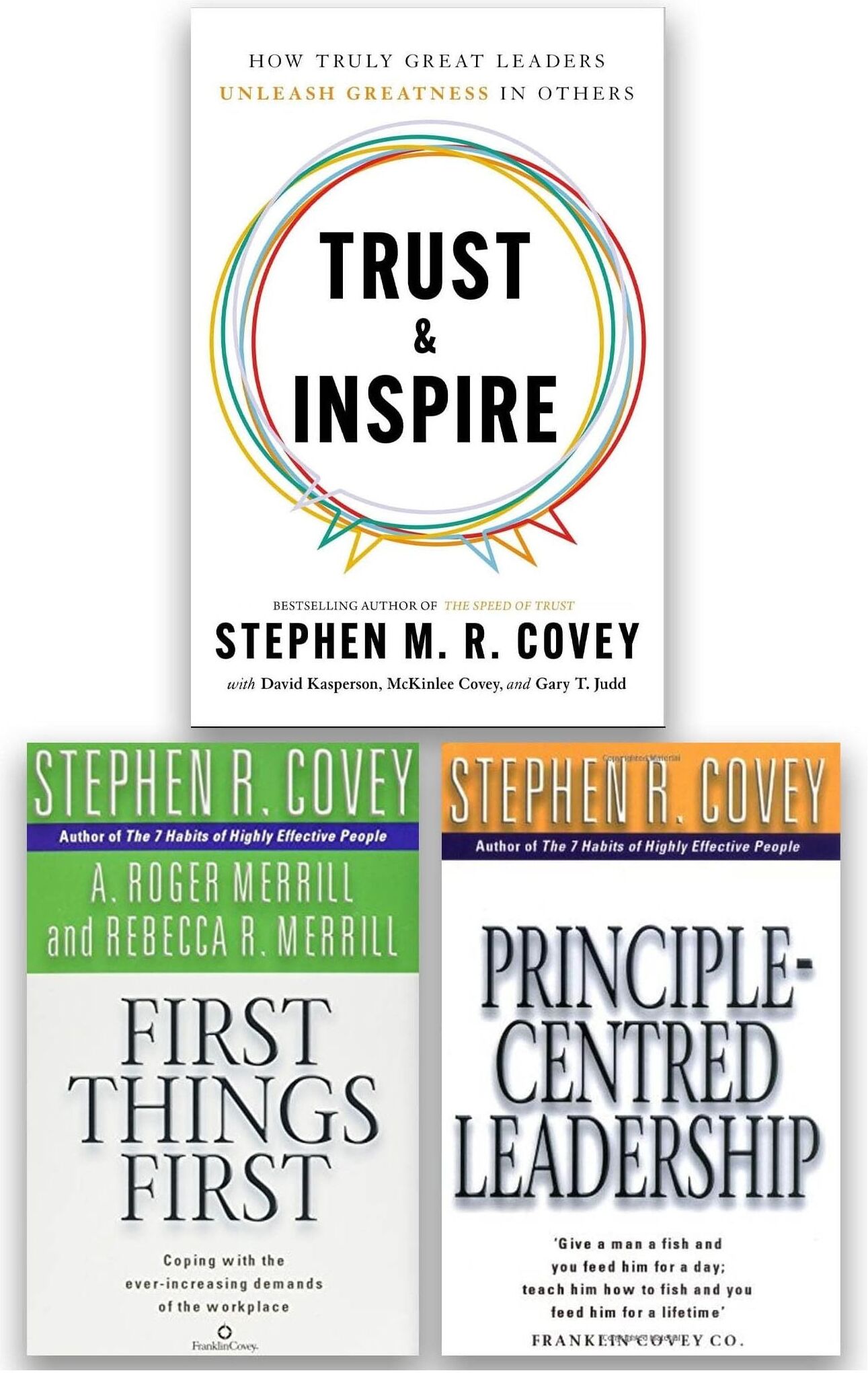Simon & Schuster Stephen M. R. Covey 3 Books Collection Set (Trust and Inspire, First Things First and Principle Centered Leadership)