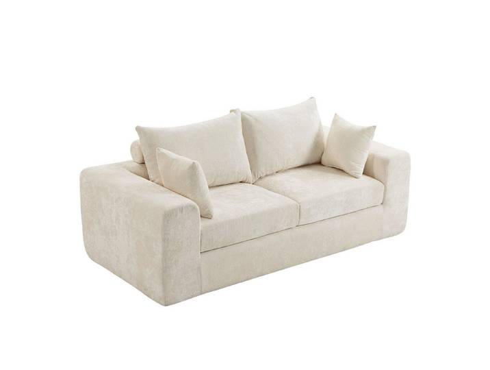 Orvane Schlafsofa 2-Sitzer Sofa 210 cm, Chenille, montagefrei, mit Kissen, Wohnzimmer, Chenille-Bezug, Schaumstoffpolsterung, montagefrei, vakuumkomprimiert