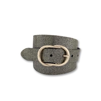 Ledergürtel BERND GÖTZ "Ledergürtel mit Metallicglanz und geschlungener Ovalschließe", Damen, Gr. 85, schwarz, go, Rindsleder, Gürtel Ledergürtel