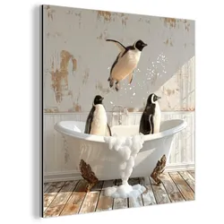 METALLBILD Vintage - Pinguin - Badewanne - Schaumstoff 20x20 cm