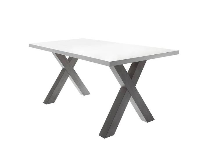 Table Leeton III 160 x 90cm Blanc/Gris/Blanc mat