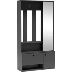 GARDEROBENSCHRANK Tokessa Graphit 100/191/33 cm - Modern mit Spiegel und Schuhschrank