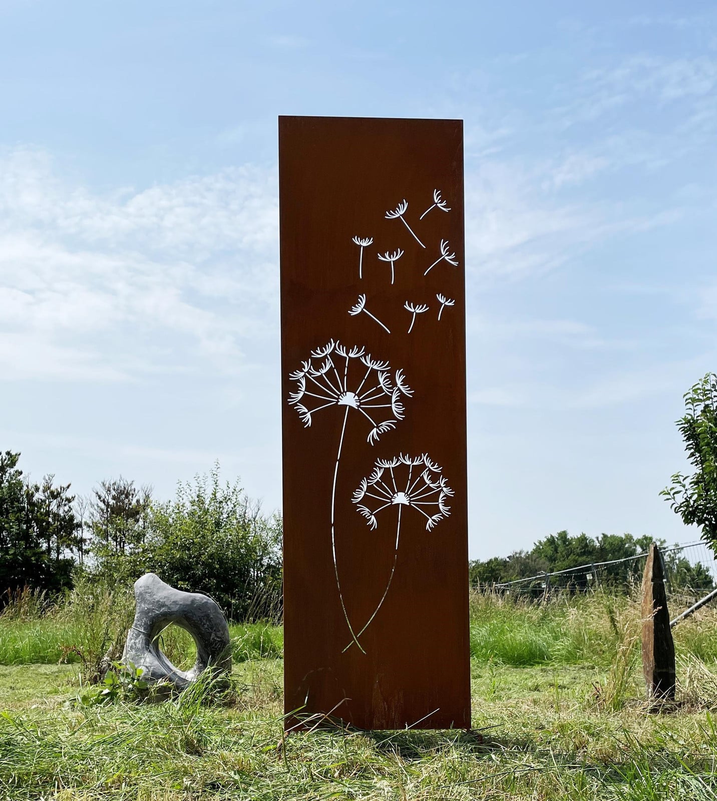 Steinfigurenwelt Gießen Edelrost privacy scherm met poldermos-motief, H 165 x B 50 cm