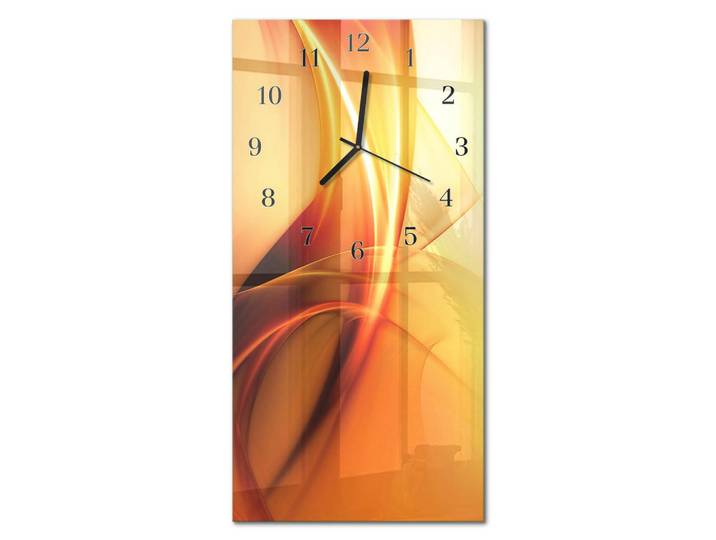 Tulup Wanduhr 60x30 cm - Nacht, Orange, Glas, Rechteckig, 30x60x0.4 cm, Dekoration, Uhren, Wanduhren