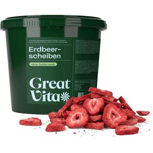 GreatVita Trockenfrüchte Premium Erdbeeren, ungeschwefelt, gefriergetrocknet, ohne Zuckerzusatz, im Eimer, 400 g