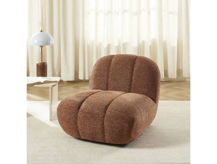 Fauteuil rotatif GEMI 1 place tissu chenille terracotta