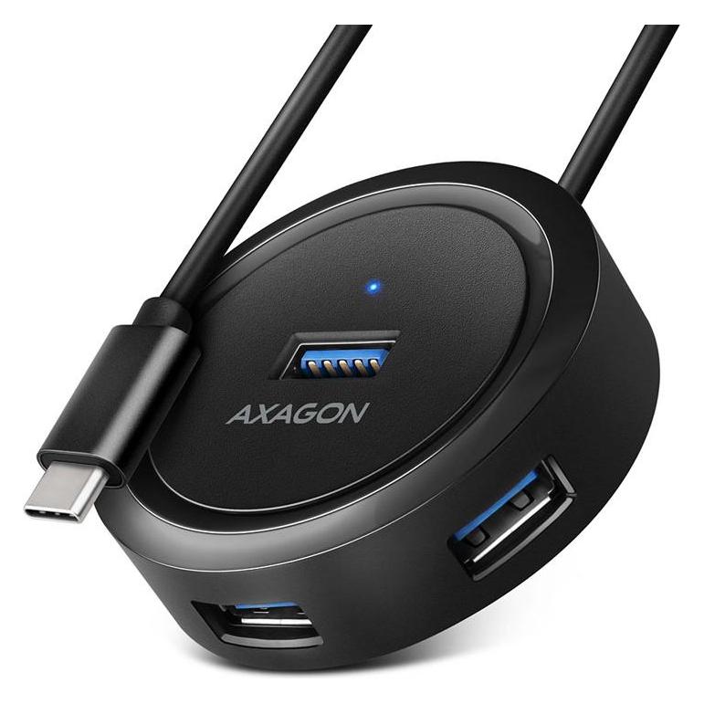 Axagon HUE-P1C 4x USB 3.2 Gen 1, runder Hub, 30 cm USB-A-Kabel (USB-C, 4 Ports) (HUE-P1C)