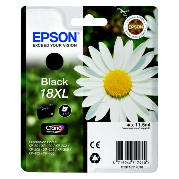 Epson 18XL - XL - Schwarz - Original - Blister mit RF- / aktustischem Alarmsignal (BK) (C13T18114020)