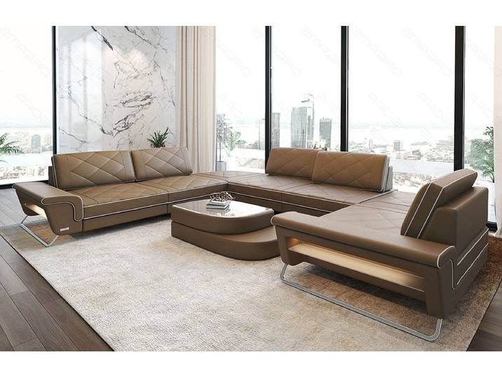 Leder Couch Rotello U-Form