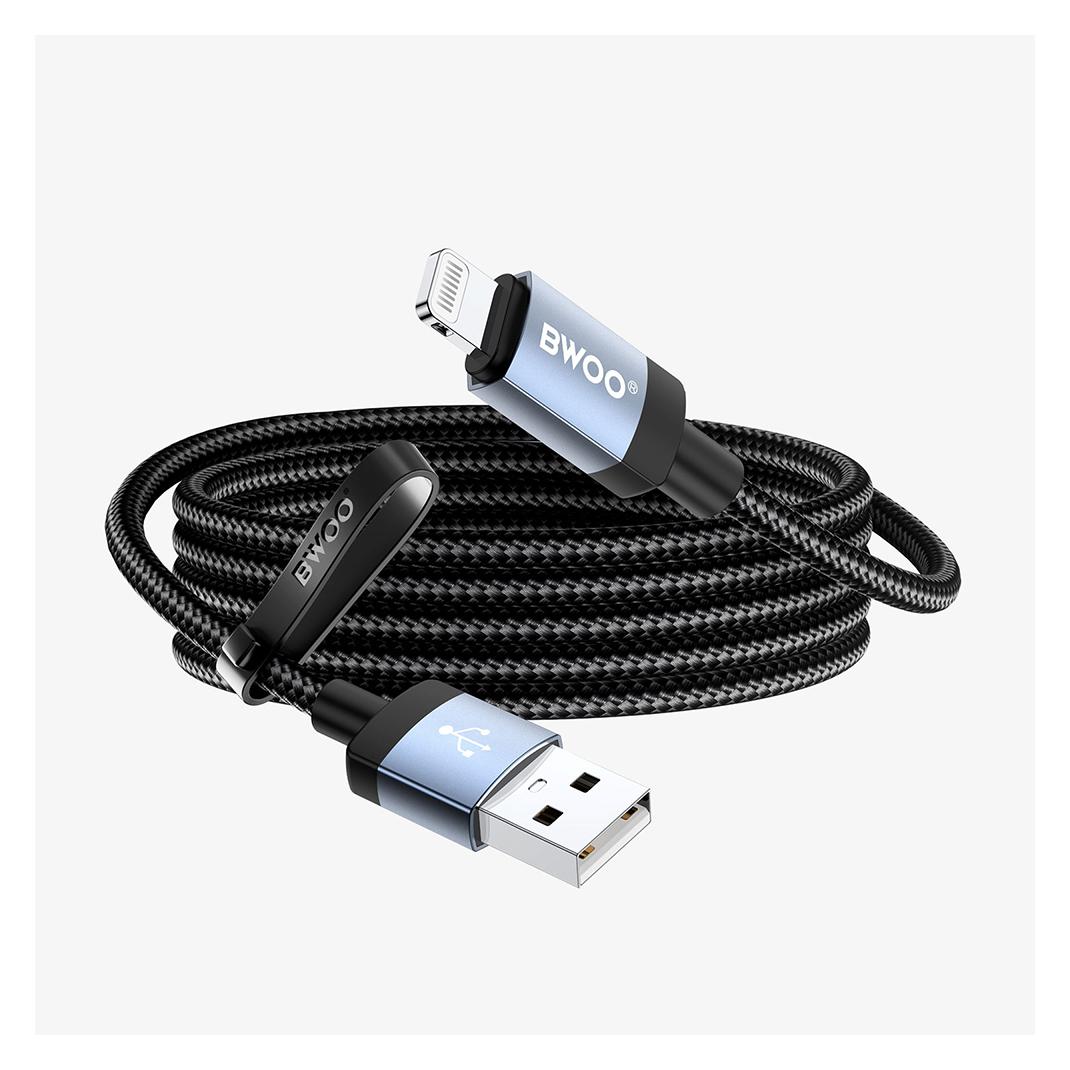 Bwoo BO-X401L geflochtenes Kabel USB-A - Lightning, 1 m, Schnellladung 3 A, schwarz (1 m) (77866915)