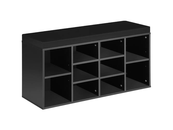 Meuble à chaussures banc effet bois noir