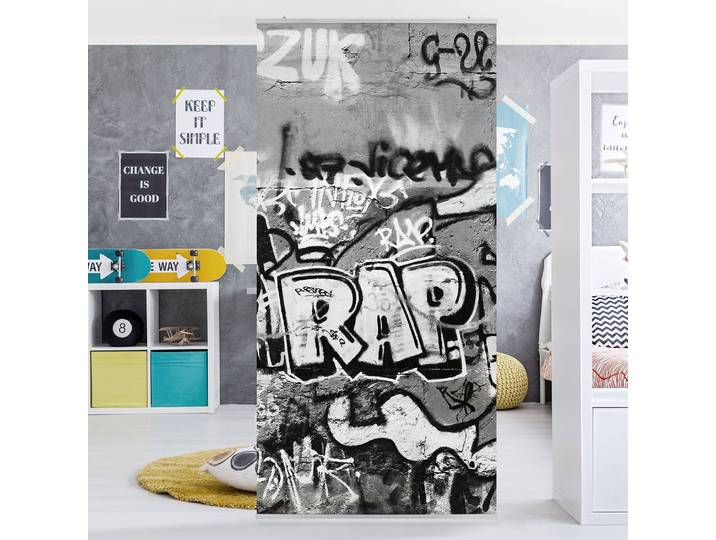 Raumteiler Graffiti Art 120 x 250 x 0cm Schwarz/Weiß