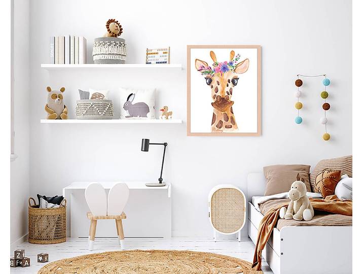 Tableau déco Watercolor Giraffe 43 x 53cm Multicolore