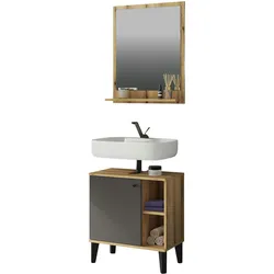 BADMÖBEL-SET 2-teilig grau, Evoke Eiche, Badkombination 60 cm