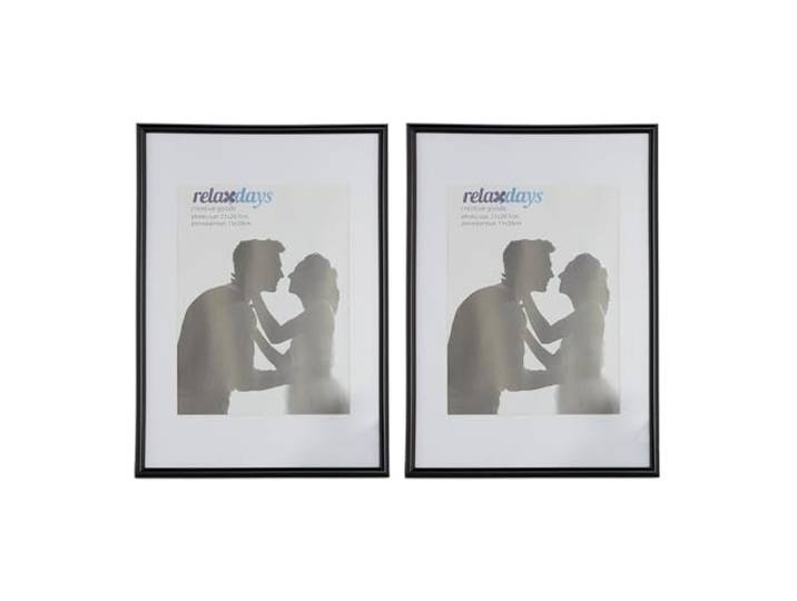 Relaxdays Cadres photo\, lot de 4\, 20x30 cm\, passe-partout 15x20 cm\, cadre verre\, porte-photo à poser ou à suspendre\, noir