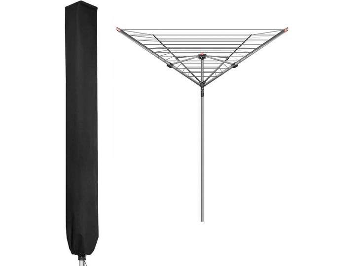Schutzhülle für Wäschespinne, wasserdicht, 600D Oxford PVC, mit Reißverschluss, Schwarz, 16x16x165cm