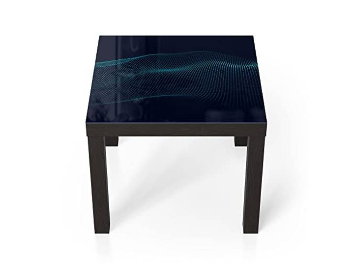 DEQORI Glastisch schwarz klein 55x55 cm Motiv Virtuelles Punktegeflecht ausgefallener Beistelltisch aus Glas Hochglanz Couchtisch fürs Wohnzimmer moderner Couch Tisch mit Design