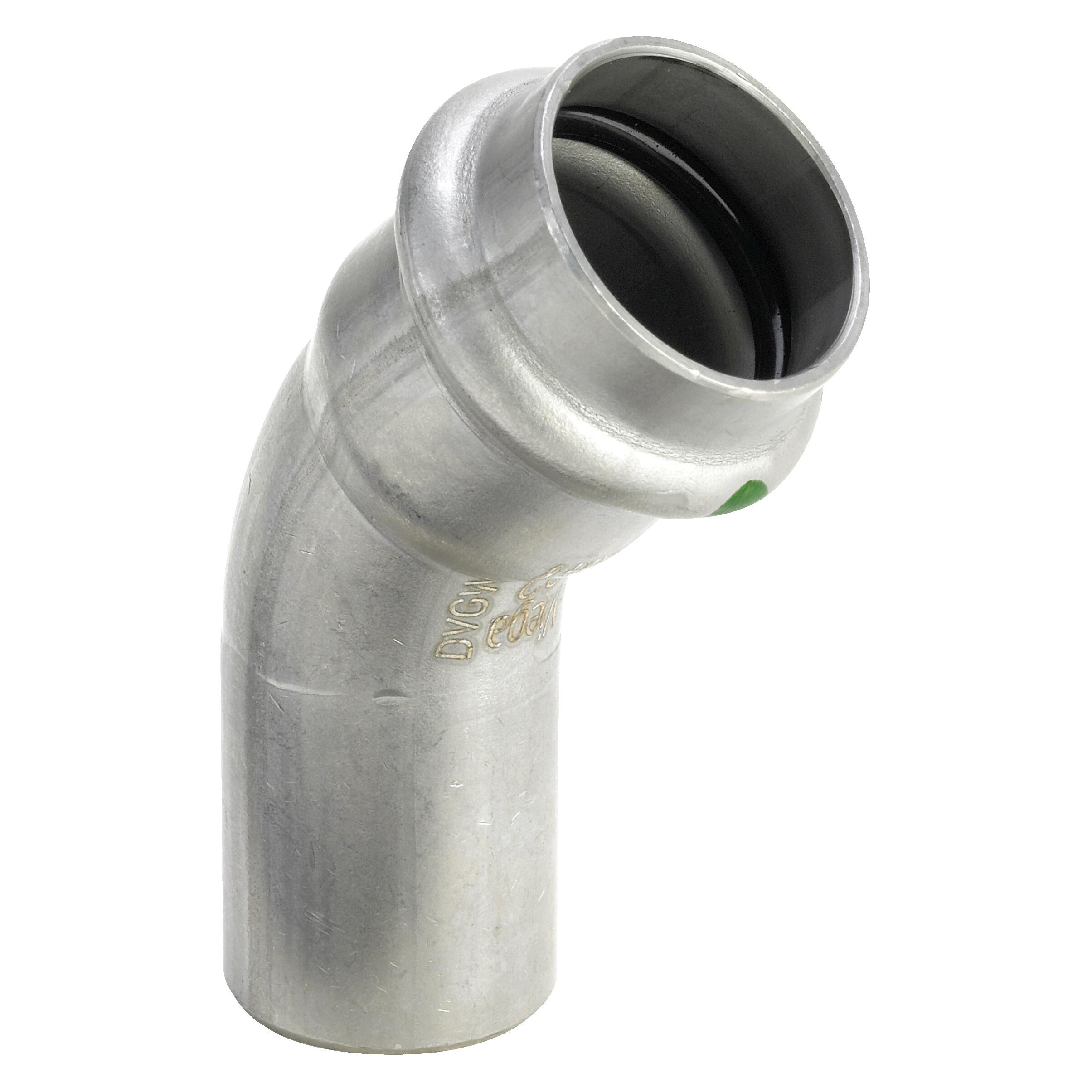 Viega Sanpress Inox Biegung 45° 35 Edelstahl/glänzend, 435424 (Pressverbindung) (435424)