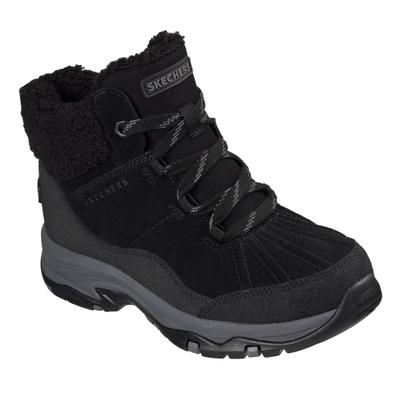 Winterboots SKECHERS "TREGO - QUIET WARMTH", Damen, Gr. 36, Chenille, schwarz, Veloursleder, Schuhe Winterboots, Schnürboots, Stiefelette mit Memory Foam