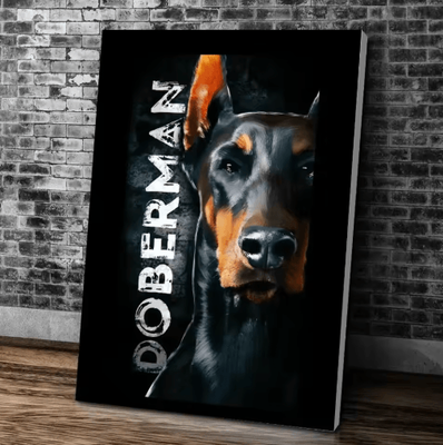 Inspire Picks Doberman & Woman Canvas Art Modern Dog Portrait Wall Decor For Stylish Homes 6 40x50cmframeless