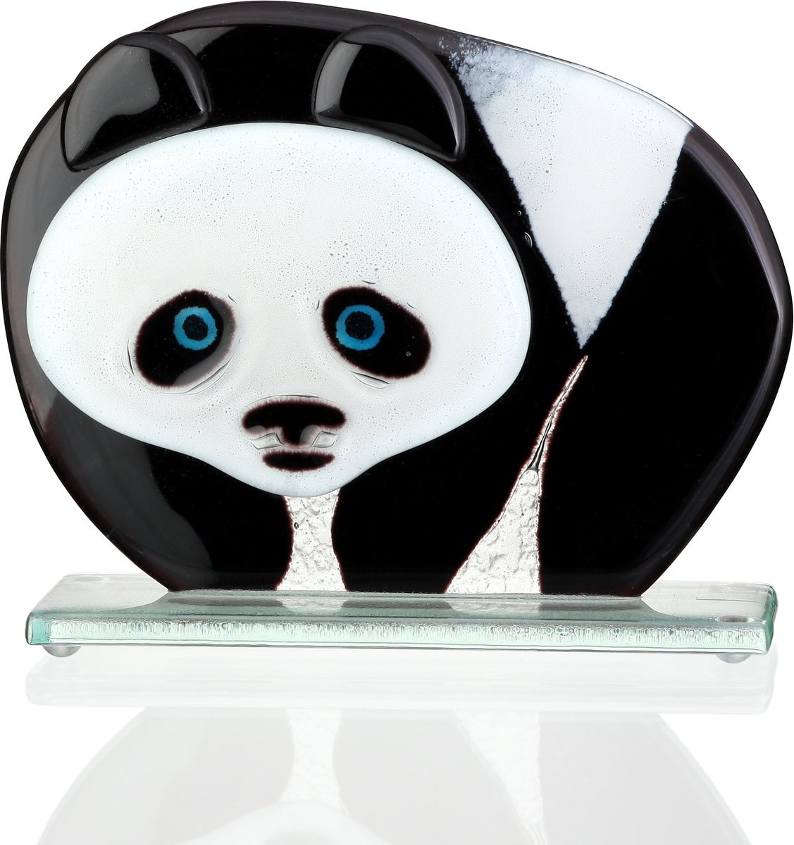 Loranto Glazen Panda Sculptuur - Fusing Glasobject voor op tafel - Hoogte: 13 cm