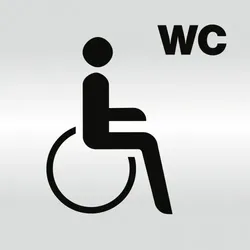 Schild - Piktogramm WC Behinderte/barrierefrei, Alu silber eloxiert, 148x148 mm