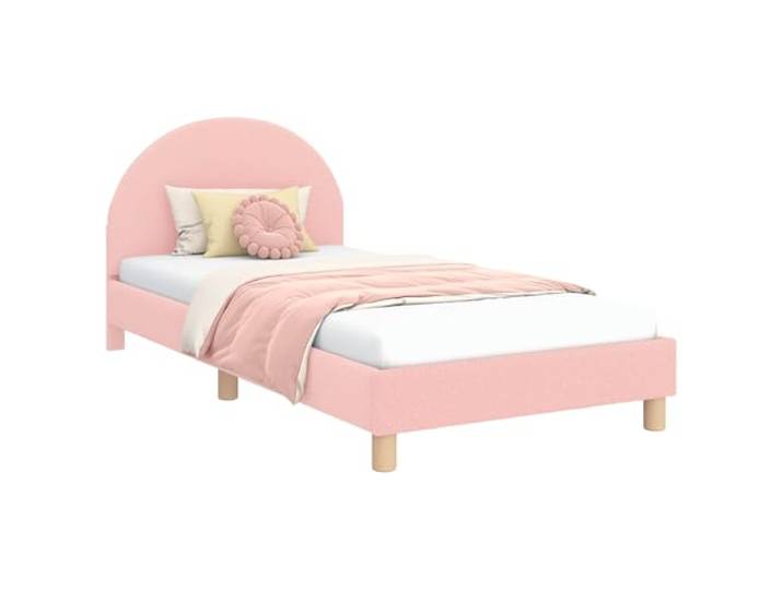 KTHLBRH Einzelbett mit Kopfteil, Rosa, 90 x 190 cm, Bouclé Ingenieurierter Holzrahmen, weiche Beschichtung, modernes Design für Zimmer