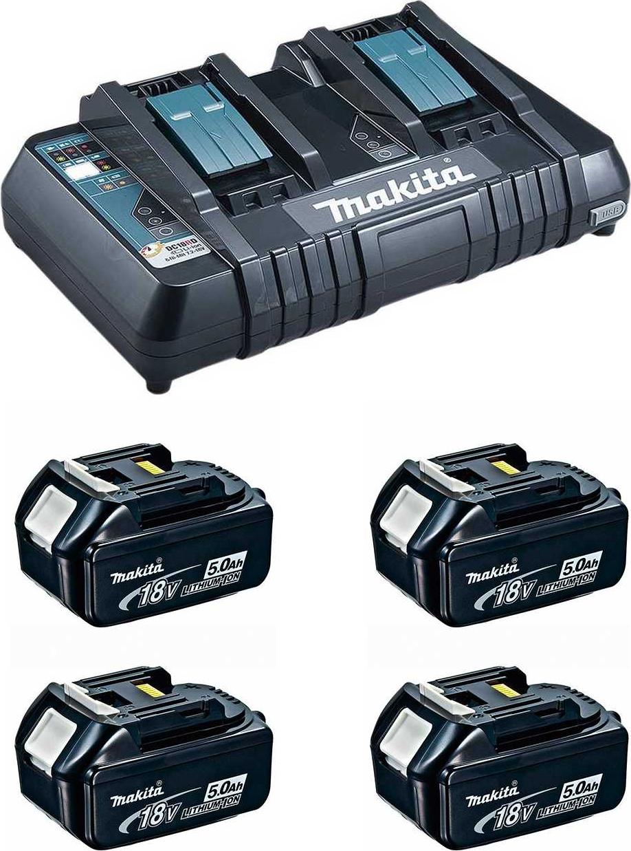 Power Set MAKITA (4 x 18V 5,0 Ah + DC18RD)