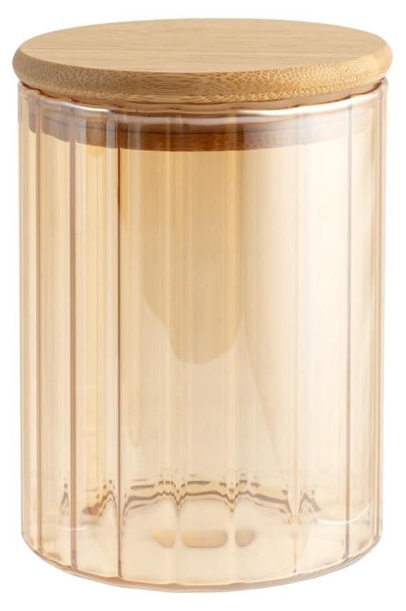 Dripio Voorraadpot van borosilicaatglas, Amber, 650 ml, met bamboedeksel