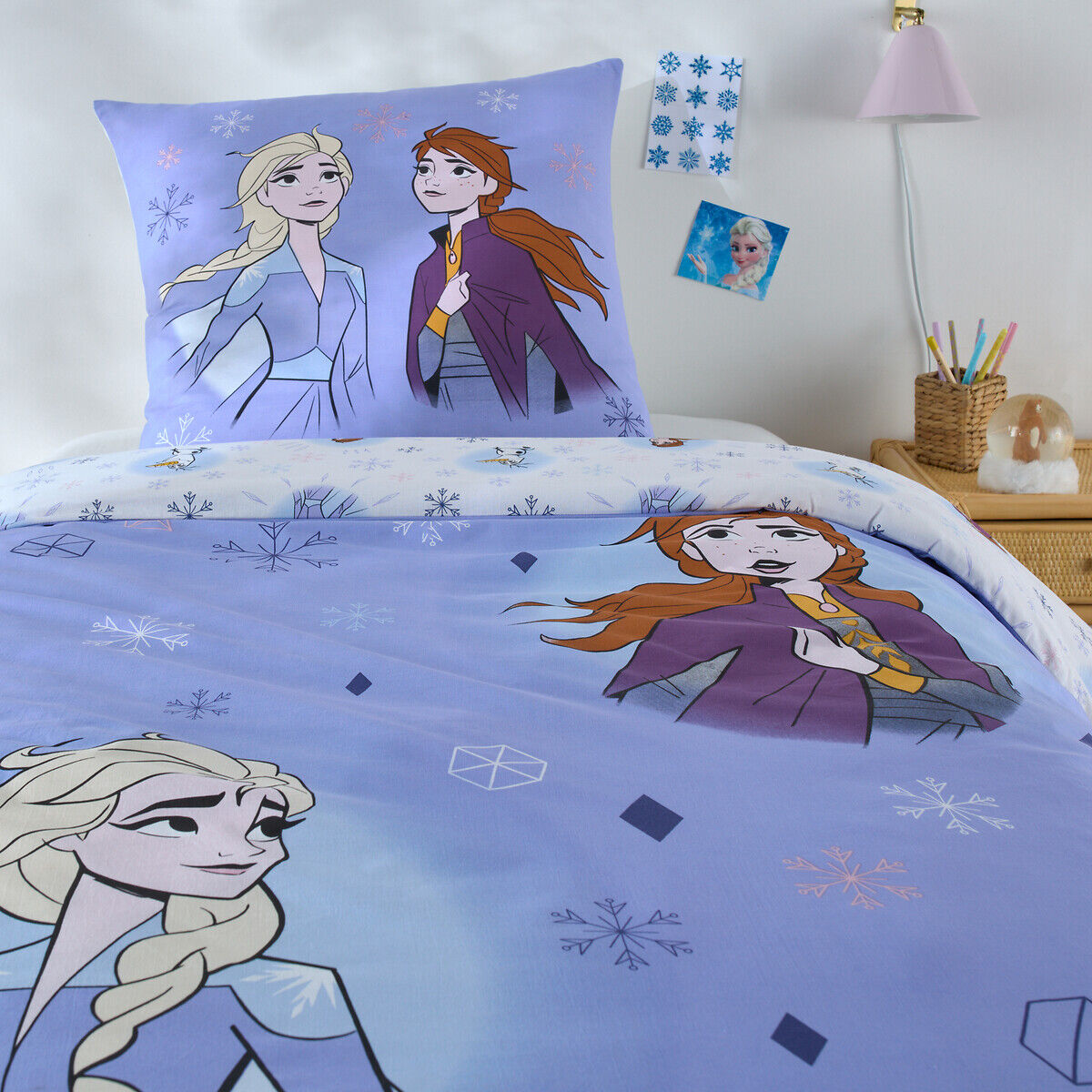 DISNEY LA REINE DES NEIGES Parure de lit enfant, coton, DISNEY Frozen Flocon