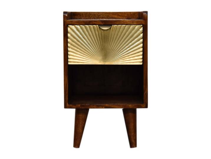 Artisan Furniture Nachttisch Mini Manila Gold mit 1 Schublade, 1 offenes Fach, Braun, Kastanienfarben, Holz, Echtholz,Mangoholz, Holz Optik, Rechteckig, 30x50x30 cm, Schlafzimmer, Nachttische