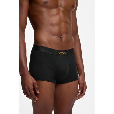 Trunk BOSS "Trunk 2P Gold Logo G", Herren, Gr. M, Jersey, schwarz (open rot 640), Jersey, Obermaterial: 100% Baumwolle, Unterhosen, aus gerippter Baumwolle in Geschenkbox