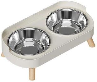 Inspire Essentials ComfortPaws Elevated Ceramic Cat Bowl Set white