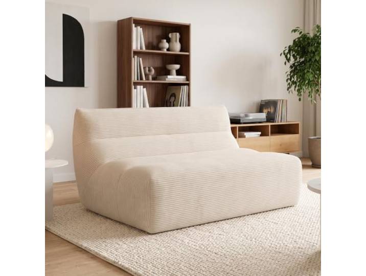 skølm Bodn 2-Sitzer Couch 134 cm, Beanbag-Sofa, Cord Beige, Vollschaum Extra dick gepolstert, bequemer Fernsehsessel Wohnzimmer & Schlafzimmer, vakuumverpackt, ohne Aufbau, Loungesofa, Polstersofa