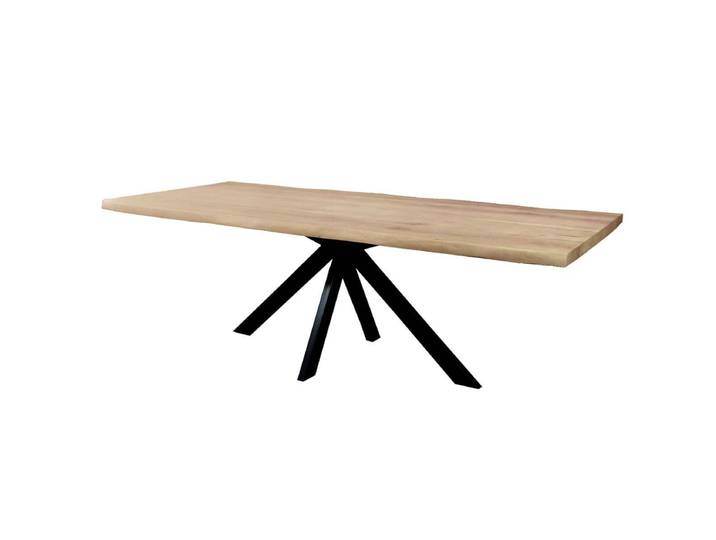 Esstisch Baumkante in Wildeiche White Washed - Spider Gestell 180 x 90 cm