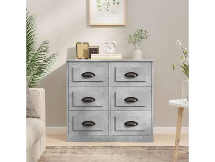 RJPLMFV Anrichte, grau, Beton, 70 x 35,5 x 67,5 cm, Holz, Technik Schrankaufbewahrung für Wohnzimmer, feuchtigkeitsbeständig, Wandbefestigung inklusive, Montageanleitung (evtl. nicht in