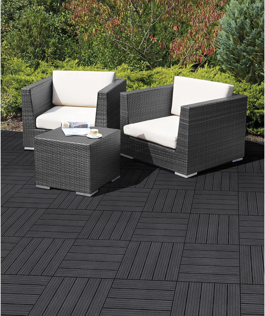 NICOMAN COSMO-DECKING-TILES 30 cm L x 30 cm W Tile Dark Grey Tile
