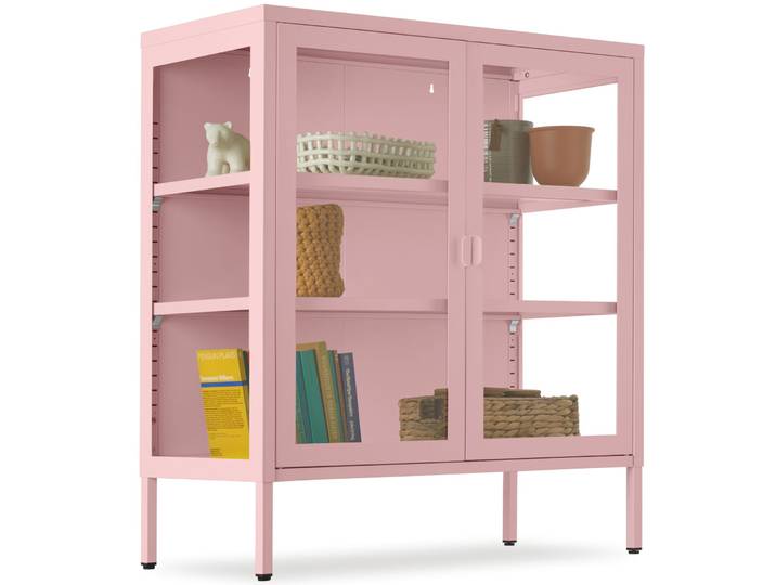 metalen vitrinekast - roze