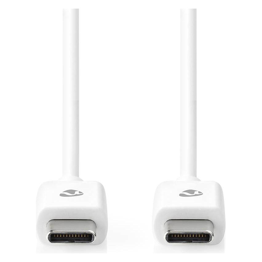 Nedis USB-Kabel | USB 2.0 | USB-C-Stecker | 60 W | 480 Mbit/s | 1 m | Weiss | Verpackung (1 m, USB 2.0, 60 W) (CCGB60700WT10)