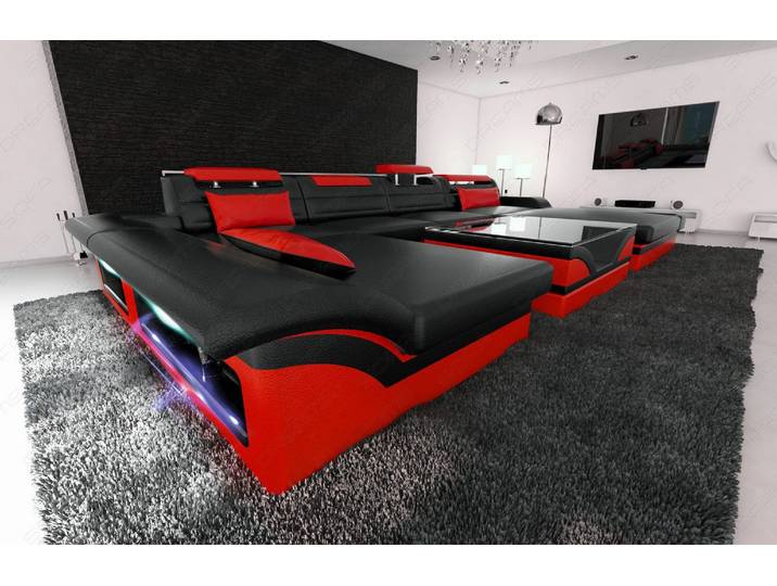 Wohnlandschaft Monza U-Form in Leder