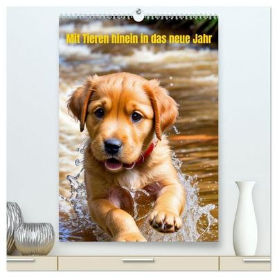 Mit Tieren hinein in das neue Jahr (hochwertiger Premium Wandkalender 2027 DIN A2 hoch), Kunstdruck in Hochglanz