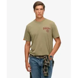 Superdry für Herren. M1012248A Tokyo Narrative Lose T-Shirt dunkelgrün (S), Lässig, Baumwolle, Kurzarm
