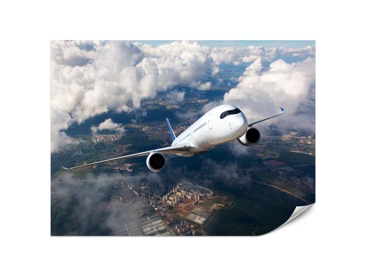 FOTOTAPETE für Jugendzimmer Flugzeug Start Wolken Himmel 200x140