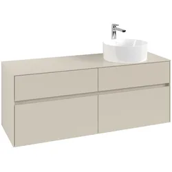 Villeroy & Boch Waschbeckenunterschrank Collaro, Eckig, Cashmere Grey, 1400x548x500mm, mit Beleuchtung und SoftClosing, Smarthome-fähig