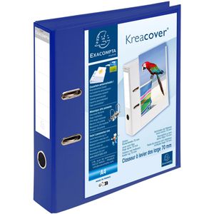Exacompta Präsentationsordner Kreacover 53789BE A4, 7cm, aus PVC, blau, 2 Außentaschen